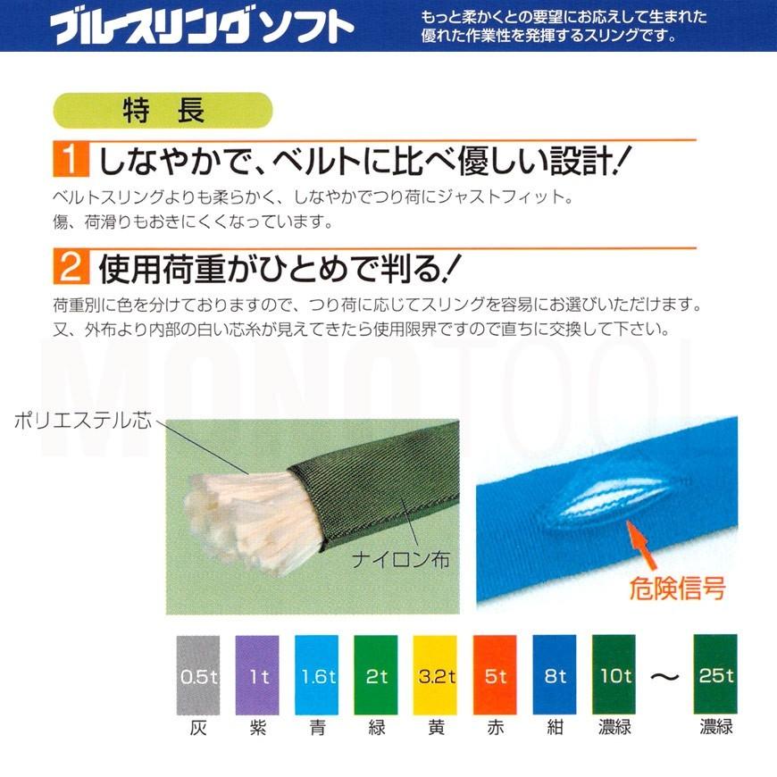 ブルースリング　ソフト　E型（両端アイ）1.0t　in　ベルトスリング　5.5m以上　made　×　JAPAN
