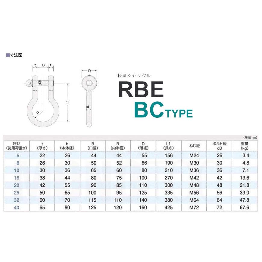 軽量シャックル RBE 10t BCタイプ 国産 : モノツール - 通販 軽量シャックル RBE 10t BCタイプ 国産 : モノツール - 通販