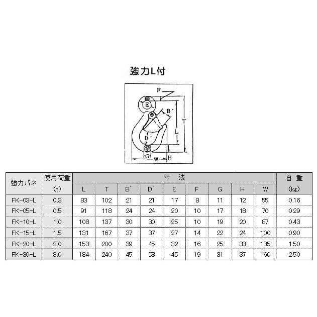 FKフック 1.0t FK-10L 強力バネ安全レバー付(メッキ加工)FK10L : モノ
