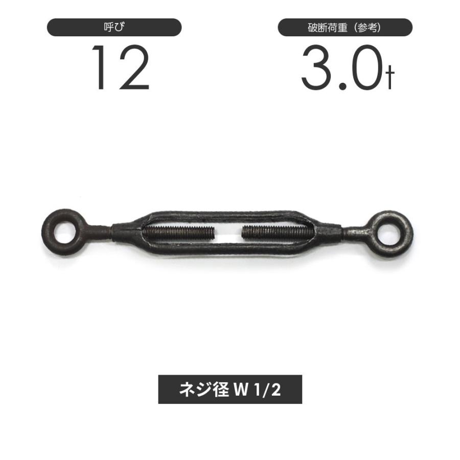 ステンレス　枠式ターンバックル(アイ＆アイ) 枠式ターンバックル アイ&アイ 生地(黒) 呼び12 : モノツール - 通販