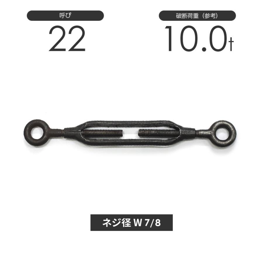 枠式ターンバックル アイ&アイ 生地(黒) 呼び22 | 