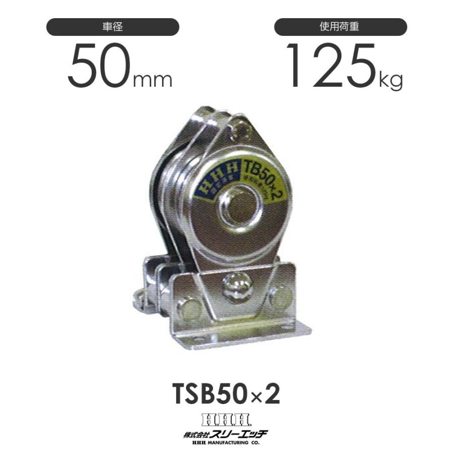 3H スリーエッチ 固定滑車 縦型(分離式) 2車 TSB50×2