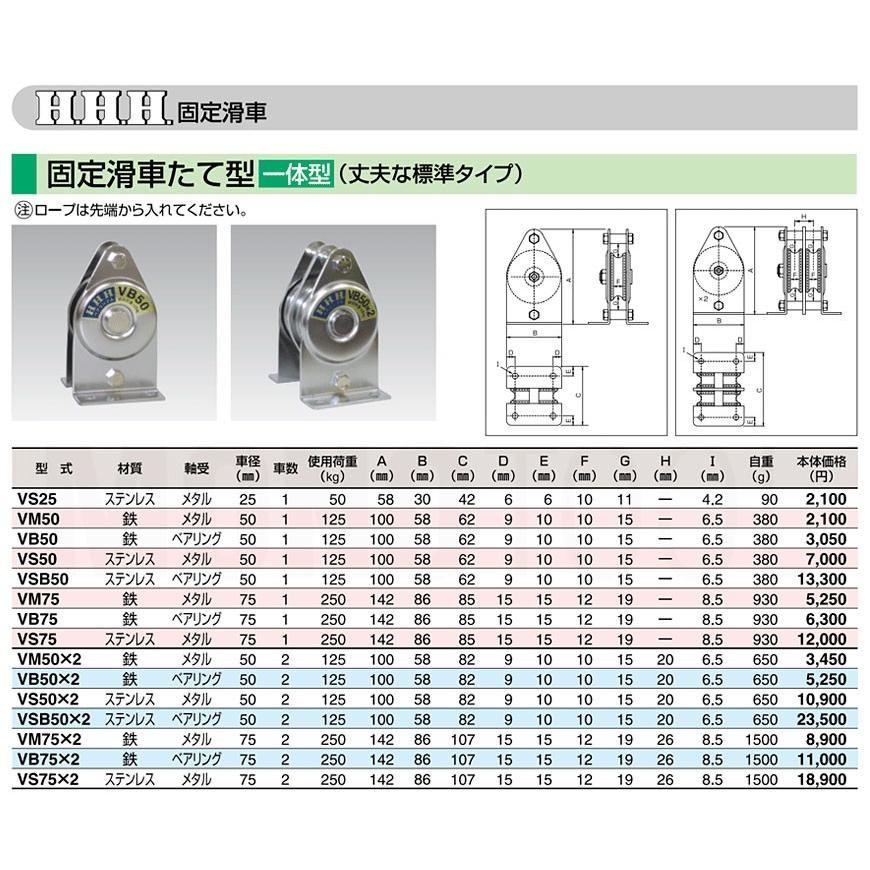 3H スリーエッチ 固定滑車 縦型(一体型) 2車 VSB50×2 : モノ 3H スリーエッチ 固定滑車 縦型(一体型) 2車 VSB50×2 : モノ