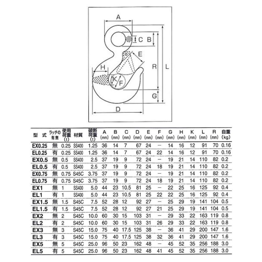 スリーエッチ アイフック ラッチなし EX0.5t : モノツール