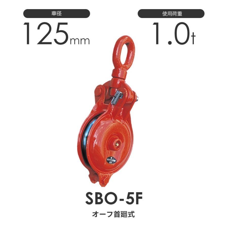 オタフク滑車 オーフ型首廻式 SBO5F（車径125mm×1車）使用荷重1.0t