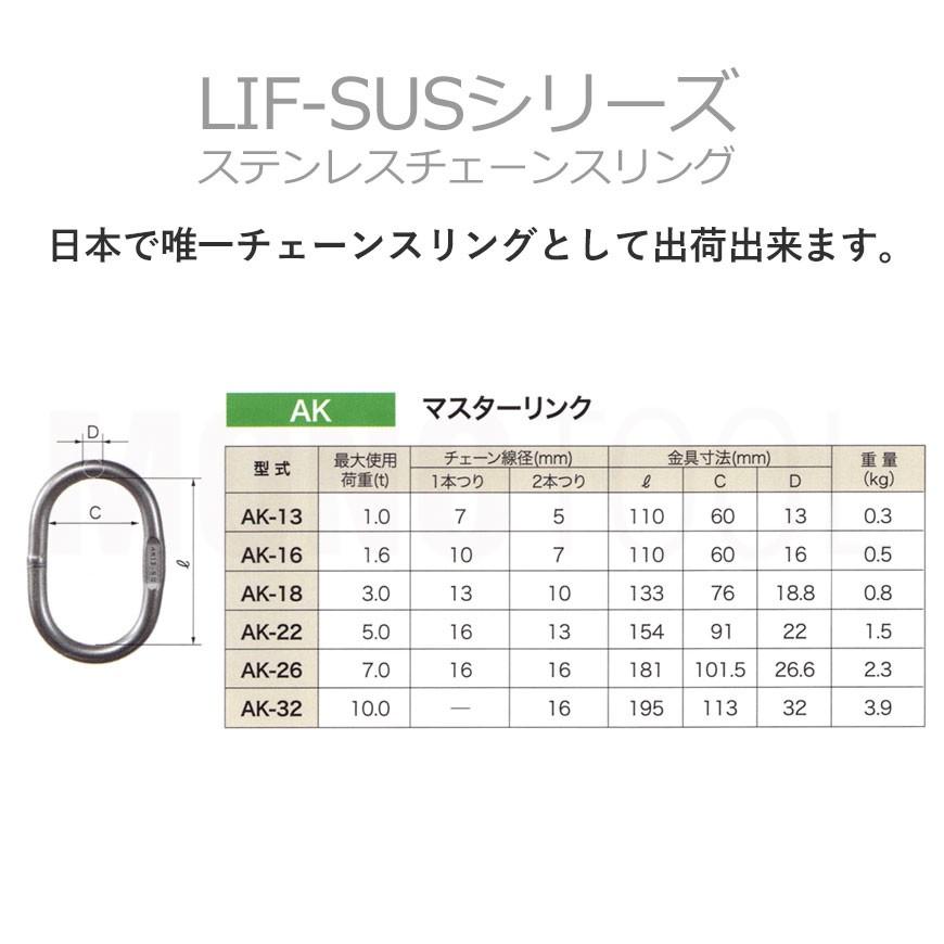 リフテック ステンレス マスターリンク AK-26 使用荷重7.0t リフテック ステンレス マスターリンク AK-26 使用荷重7.0t