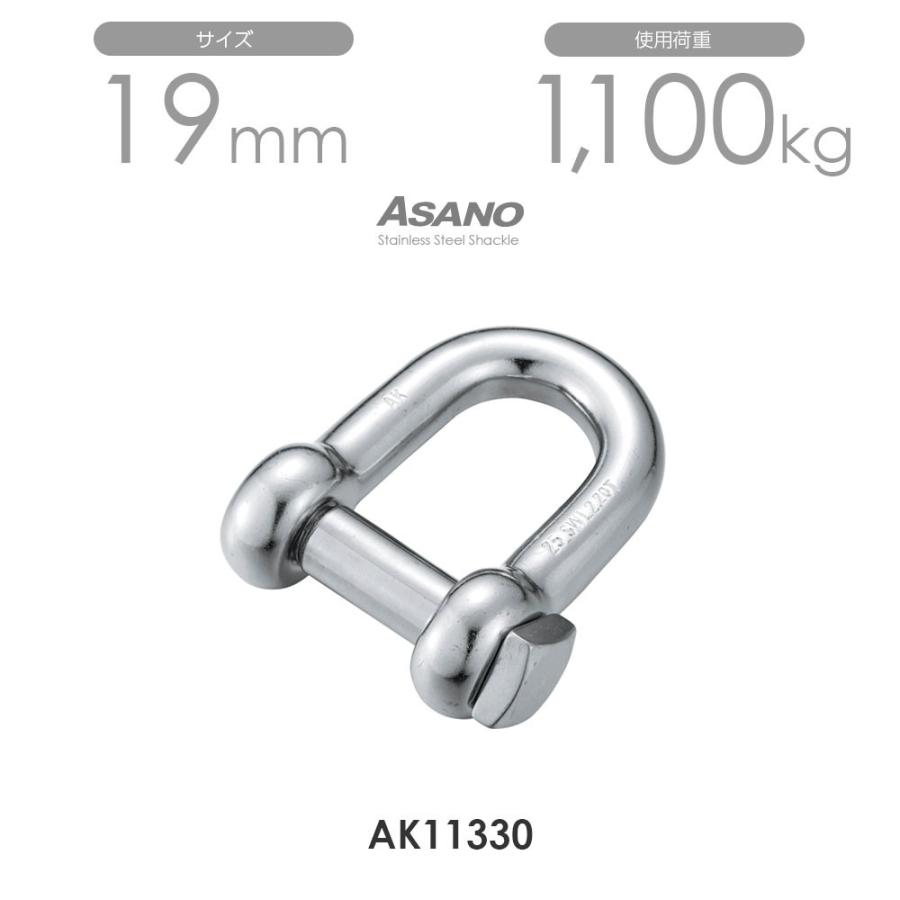 単品】AK11330 角頭シャックル（鍛造） サイズ19 浅野金属工業 ASANO