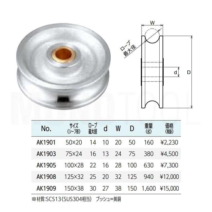 AK1901 ステンレスシーブ(50mm) 浅野金属工業 ASANO ステンレス滑車