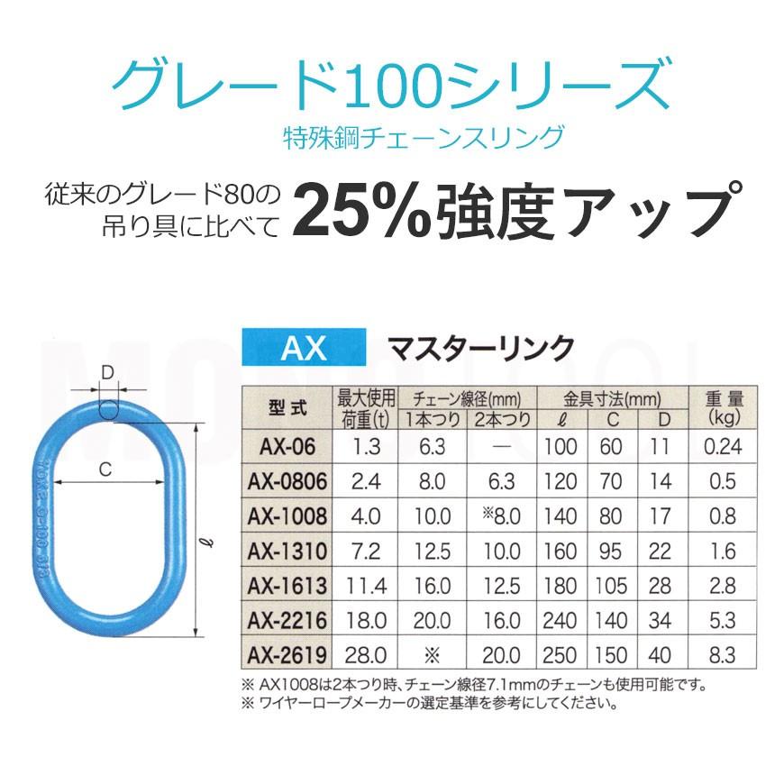 リフテック G100 マスターリンク AX-1613 使用荷重11.4t φ16.0mm リフテック G100 マスターリンク AX-1613 使用荷重11.4t φ16.0mm