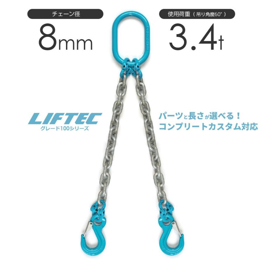2本吊りチェーンスリング 特注WEBカスタム 使用荷重:3.4t φ8mm 2本吊りチェーンスリング 特注WEBカスタム 使用荷重:3.4t φ8mm