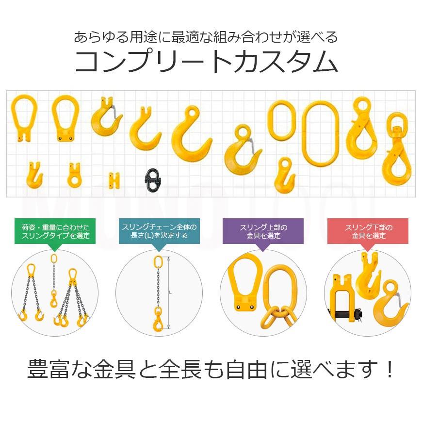 キトー チェーンスリング2本吊り 20mm 使用荷重:20t 長さと金具 キトー チェーンスリング2本吊り 20mm 使用荷重:20t 長さと金具