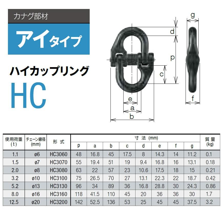 キトー HC3080 ハイカップリングHC φ8mm 使用荷重2.0t チェーン キトー HC3080 ハイカップリングHC φ8mm 使用荷重2.0t チェーン