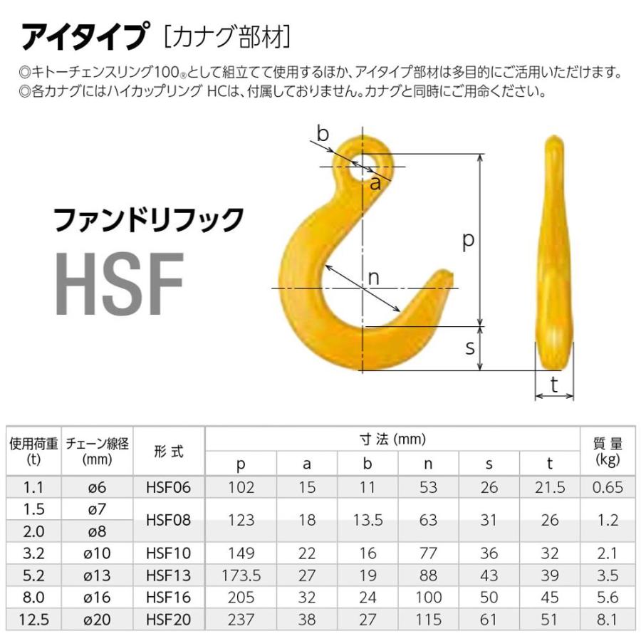 キトー HSF16 ※旧HQ2160 ファンドリーフックHQ φ16mm 使用荷重 キトー HSF16 ※旧HQ2160 ファンドリーフックHQ φ16mm 使用荷重