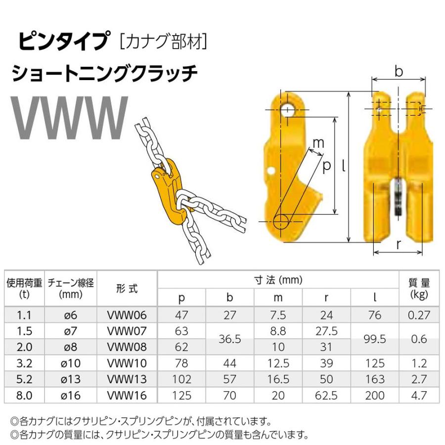 キトー VWW07 ※旧VW2070 ショートニングクラッチVW φ7mm 使用 キトー VWW07 ※旧VW2070 ショートニングクラッチVW φ7mm 使用