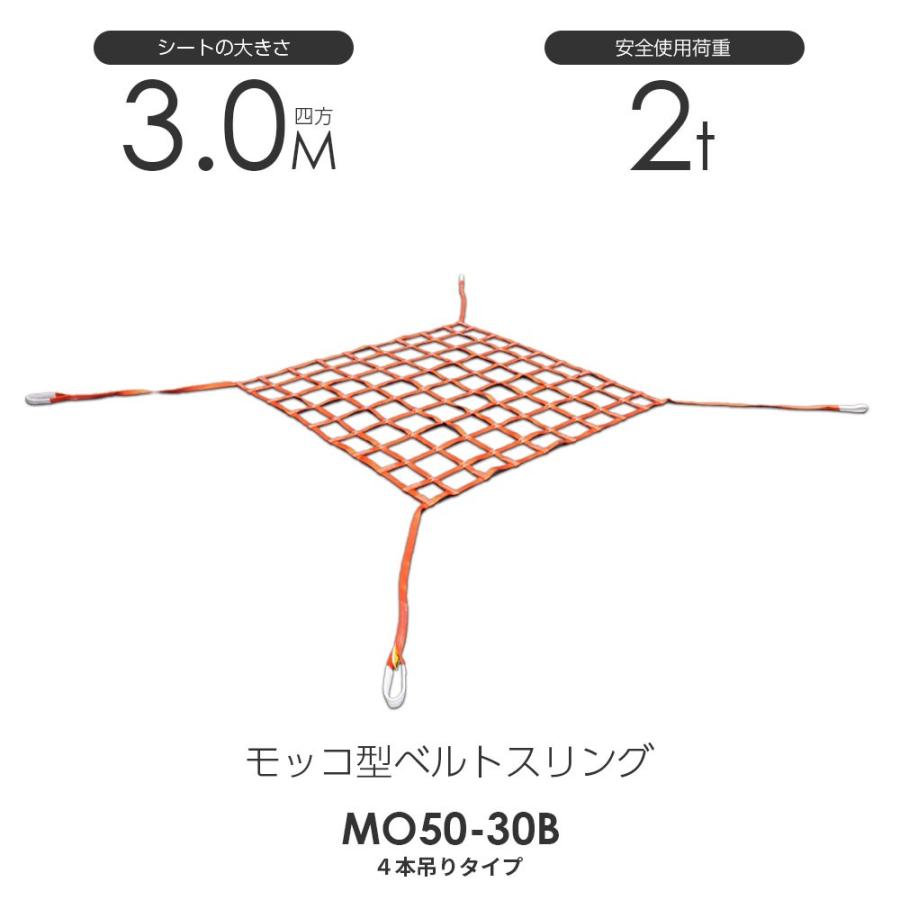 モッコ型ベルトスリング(4本吊りタイプ)300cm×300cm 使用荷重 モッコ型ベルトスリング(4本吊りタイプ)300cm×300cm 使用荷重
