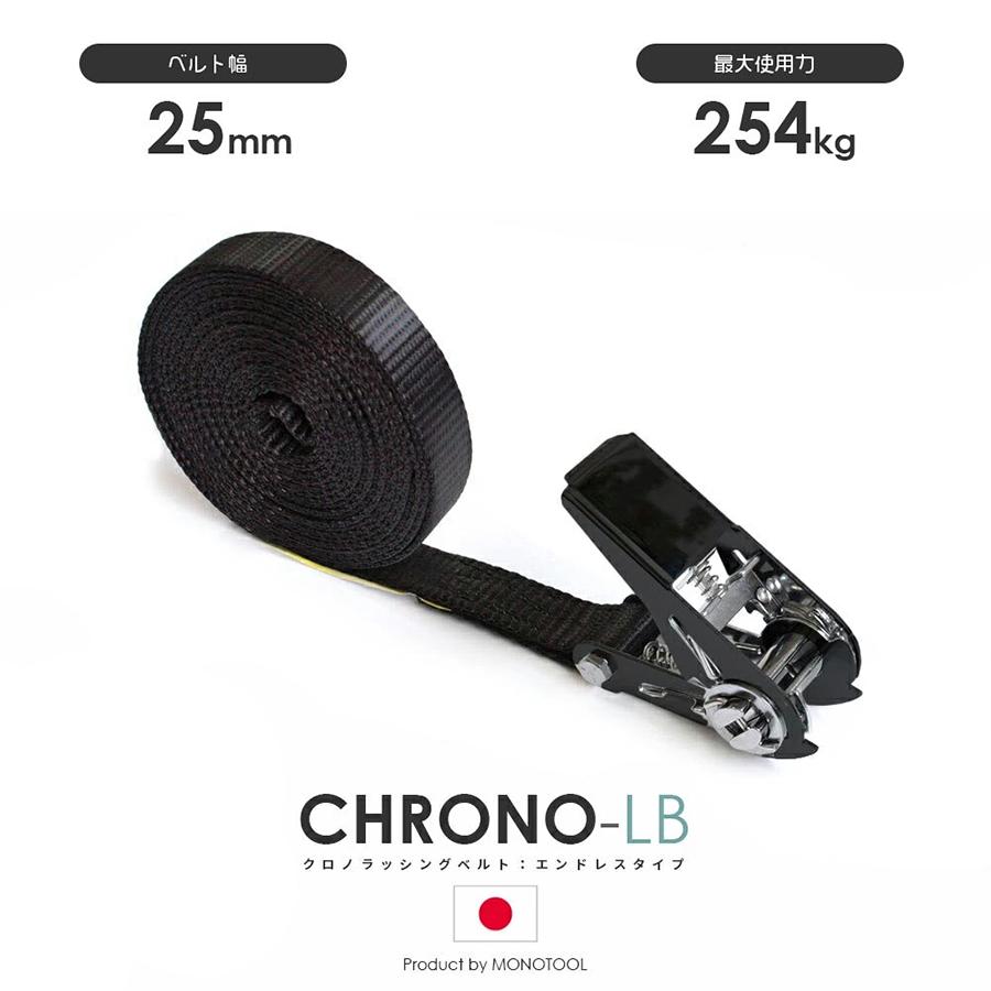 ラッシングベルト クロノラッシングベルト JIS規格 黒 25mm 最大使用力