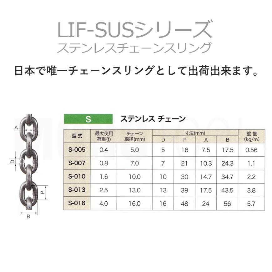 リフテック ステンレスチェーン S-005 使用荷重0.4t チェーン線 リフテック ステンレスチェーン S-005 使用荷重0.4t チェーン線
