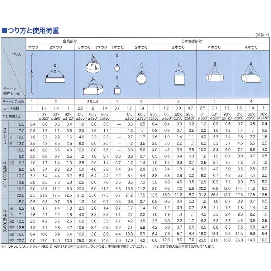 1本吊りチェーンスリング 特注WEBカスタム 使用荷重:1t φ6.3mm