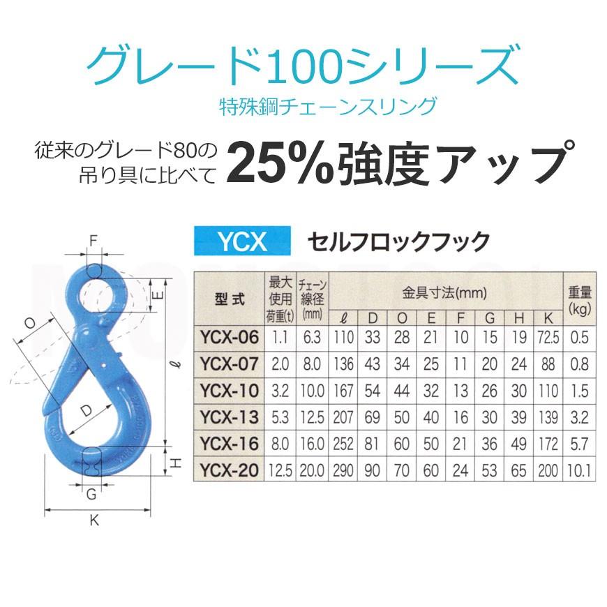 リフテック G100 セルフロックフック YCX-20 使用荷重12.5t φ20 リフテック G100 セルフロックフック YCX-20 使用荷重12.5t φ20