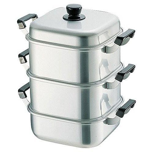 アカオ アルミ 角型蒸器33cm 二重（蒸し器・蒸し鍋） : モノタス