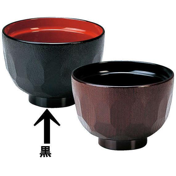 メラミン食器 3.2寸亀甲汁椀 黒内朱 福井クラフト : モノタス