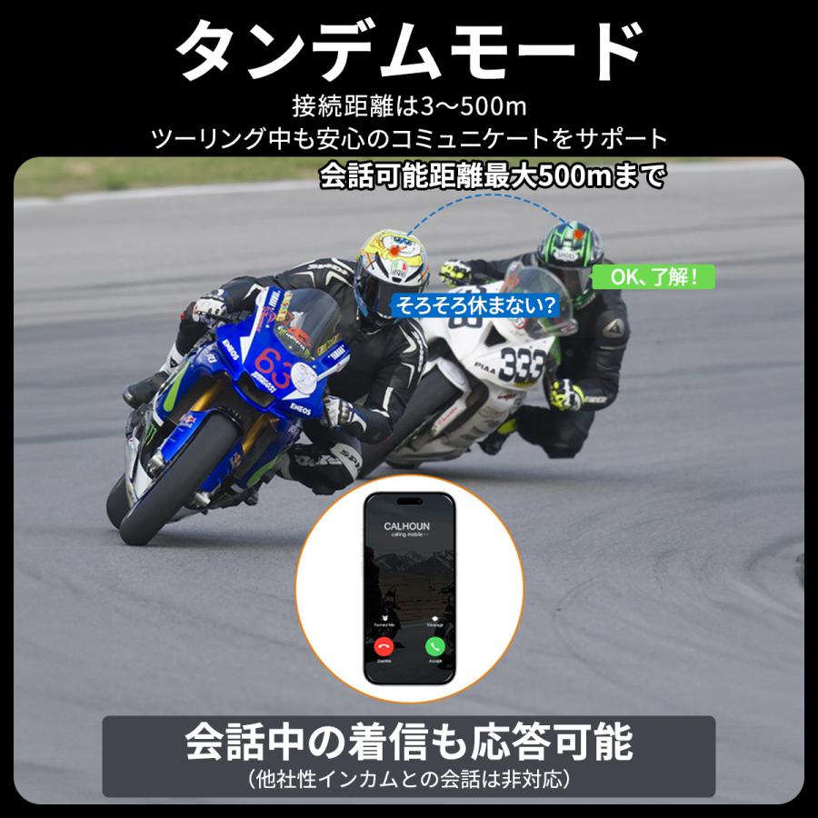 期間限定価格 バイク インカム 2台セット バイクインカム Bluetooth 5.3 日本語 音声 安い 長時間待機 防水 自動着信 イヤホン インターコム｜monovice｜10