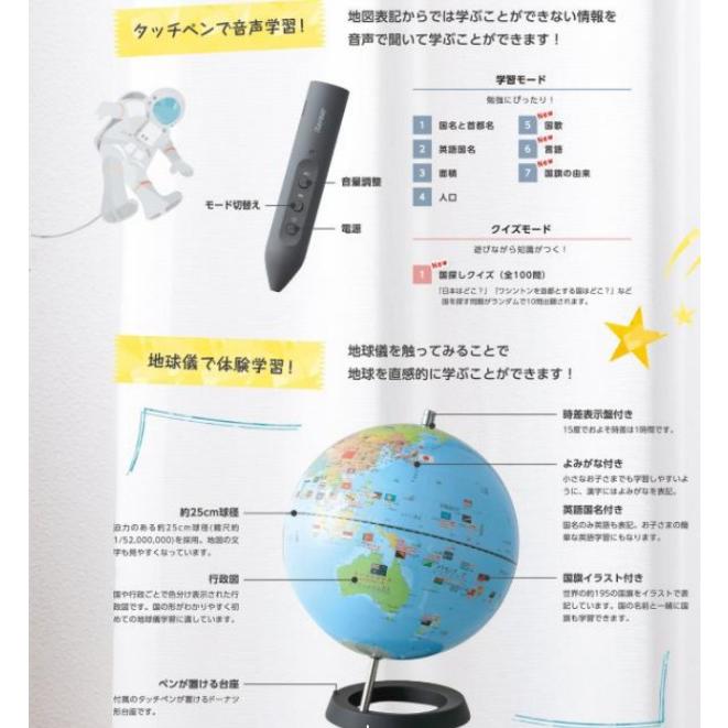 CYV3013 レイメイ藤井 しゃべる国旗付き地球儀 大きさ約25cm 知育