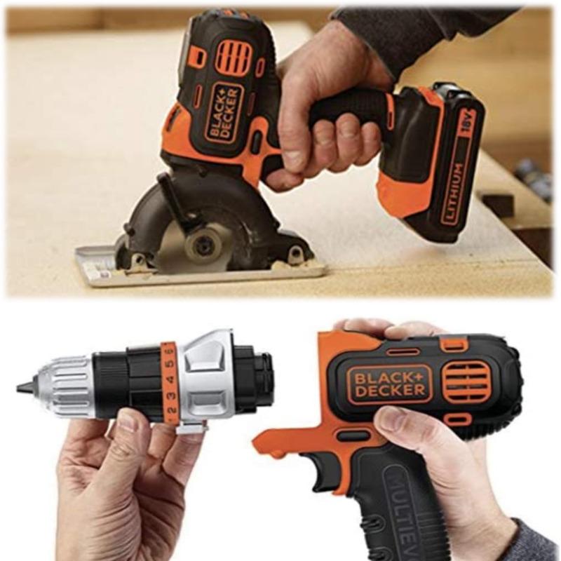 バッテリー2個付きBLACK&DECKER ブラックアンドデッカー 電動マルチツールキット ドリルドライバー ノコギリ のこぎり