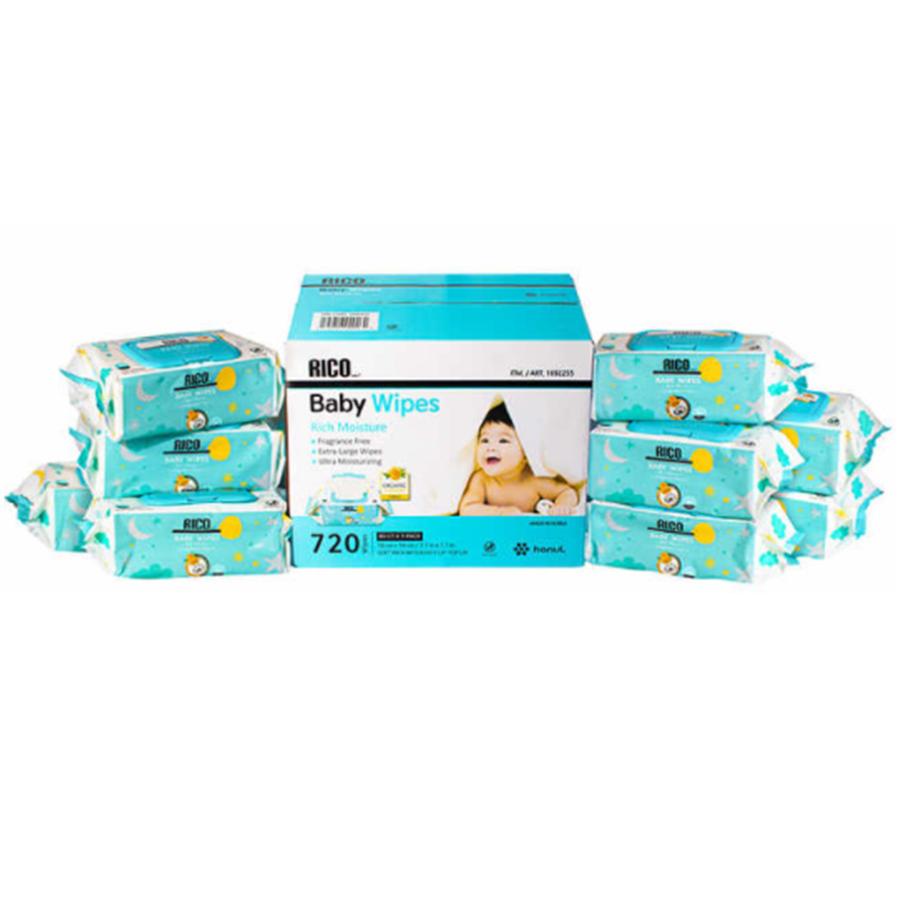 当日発送 RICO ベビーワイプ リコ お尻拭き 720枚 80枚×9パック入 Baby Wipes ウェットワイプ 無香料 赤ちゃん おしりふき コストコ Costco|monoworld-japan|02