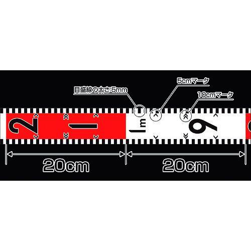 シンワ 貼付ロッド_合成紙製_60mm×26m_赤白20cm間隔_目盛数字入り