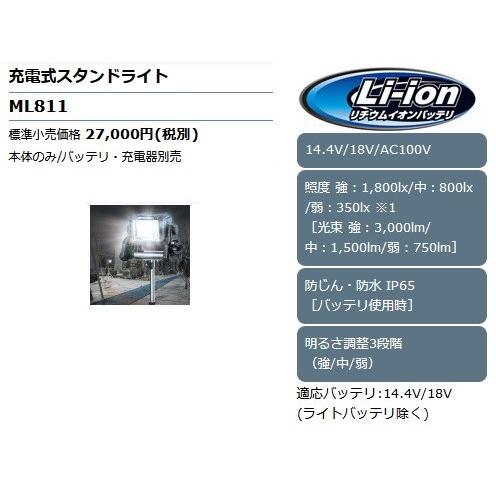 マキタ（makita） 充電式スタンドライト 14.4V/18V/AC100V対応