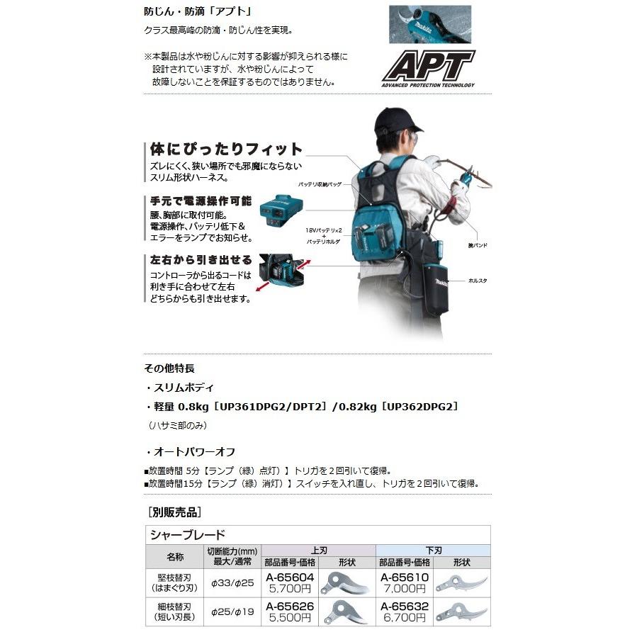 マキタ 充電式せん定ハサミ UP362DZ (18V+18V対応)(本体のみ、ハーネス一式付)※バッテリ・充電器別売の画像