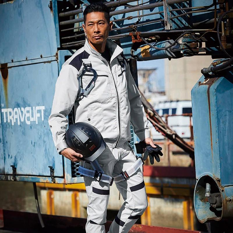 鳳皇 V9501 フルハーネス対応長袖ブルゾン（ストレッチ） シルバーグレー サイズ4L 【北海道・沖縄・離島配送不可】 HOOH（鳳皇） 快適ウエアハーネス対応 長袖ブルゾン V9501 シルバー