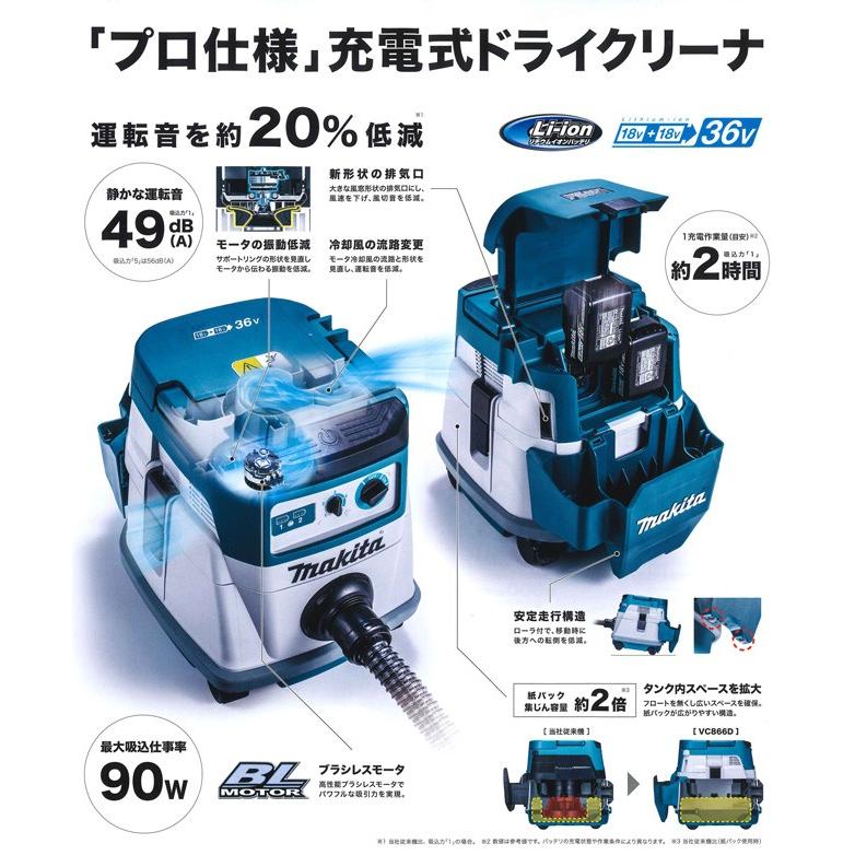 マキタ 充電式ドライクリーナ VC866DZ 18V+18V対応(本体のみ マキタ 充電式ドライクリーナ VC866DZ 18V+18V対応(本体のみ