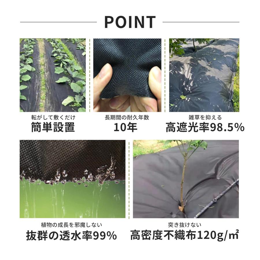 防草シート 2m×50m 【ドイツ製原料】 耐用年数最大10年 高密度不織布