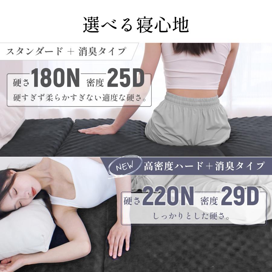 マットレス セミシングル 三つ折り【高密度ハード＋消臭タイプ】高反発 消臭炭 高反発マットレス ベッドマットレス 極厚10cm 3つ折り 29D 220N 防災グッズ |  | 05