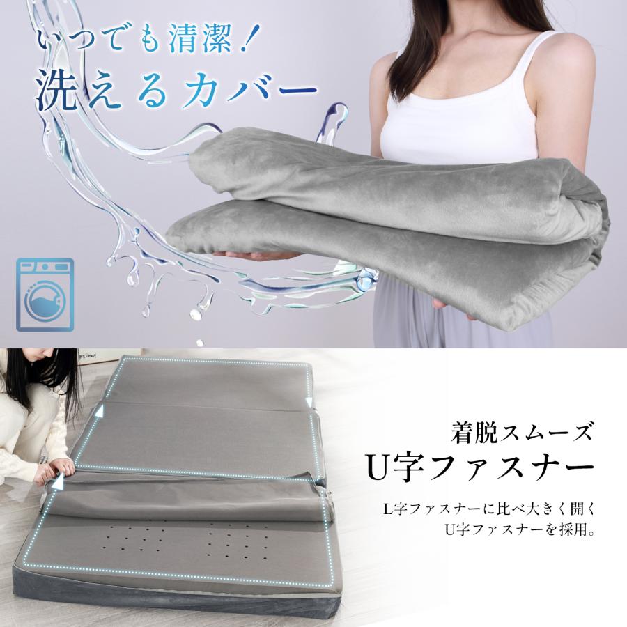 マットレス セミダブル 三つ折り【高密度ハード＋消臭タイプ】高反発 折りたたみ  高反発マットレス ベッドマットレス 極厚10cm 3つ折り 29D 220N 防災グッズ |  | 19