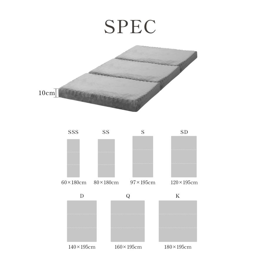 マットレス セミダブル 三つ折り【高密度ハード＋消臭タイプ】高反発 折りたたみ  高反発マットレス ベッドマットレス 極厚10cm 3つ折り 29D 220N 防災グッズ |  | 23