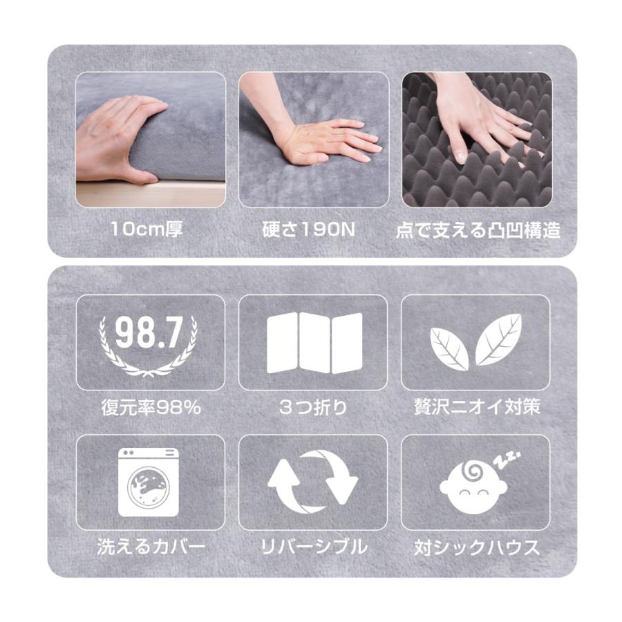 折りたたみマットレス ダブル 高反発　折り畳み 極厚10cm 28D 190N マットレス ダブル 高反発 高反発マットレス 折りたたみ 三