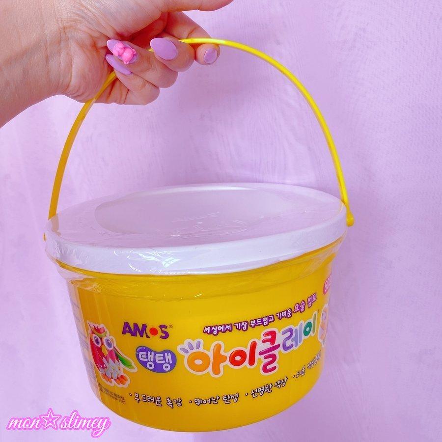 Amos ぷにぷにクレイ ホワイト 大容量 600グラム ねんど 韓国スライム 最新アイテム 粘土 バケツ 韓国メーカー