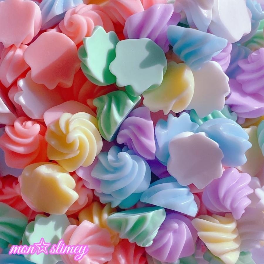 10個セット ホイップクリーム パステルカラー ランダム デコパーツ