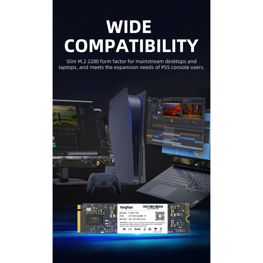 Kingfast 2TB NVMe SSD PCIe Gen 4.0×4 (R: 5,100MB/s W：4,500MB/s) PS5確認済み M.2 Type 2280 内蔵型 SSD F16N-2TB｜monster-storage｜06