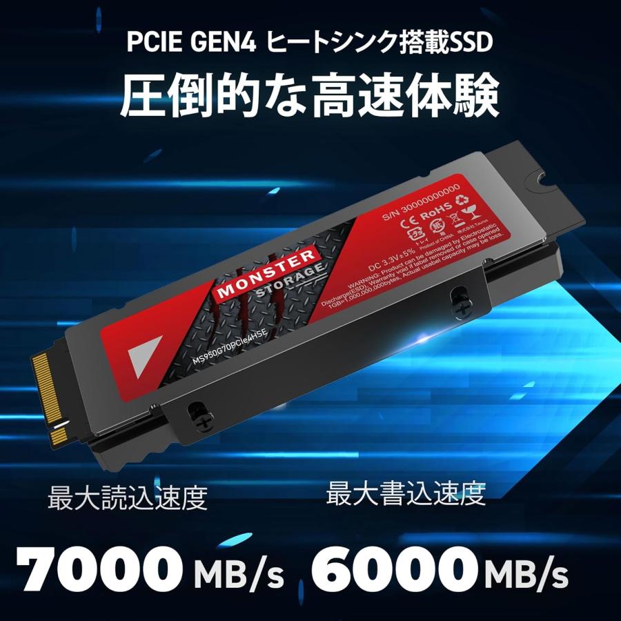 1TB M.2 SSD Gen4 ヒートシンク付き monster-