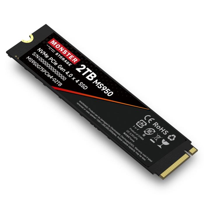 Monster Storage 2TB NVMe SSD PCIe Gen 4×4 最大読込: 7,400MB s 最大