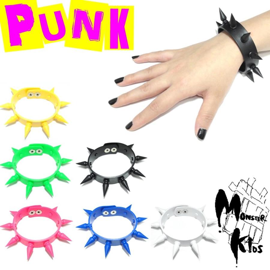 全6色 ラバースパイクブレスレット ボタン留め AB-18 レザー ブラック