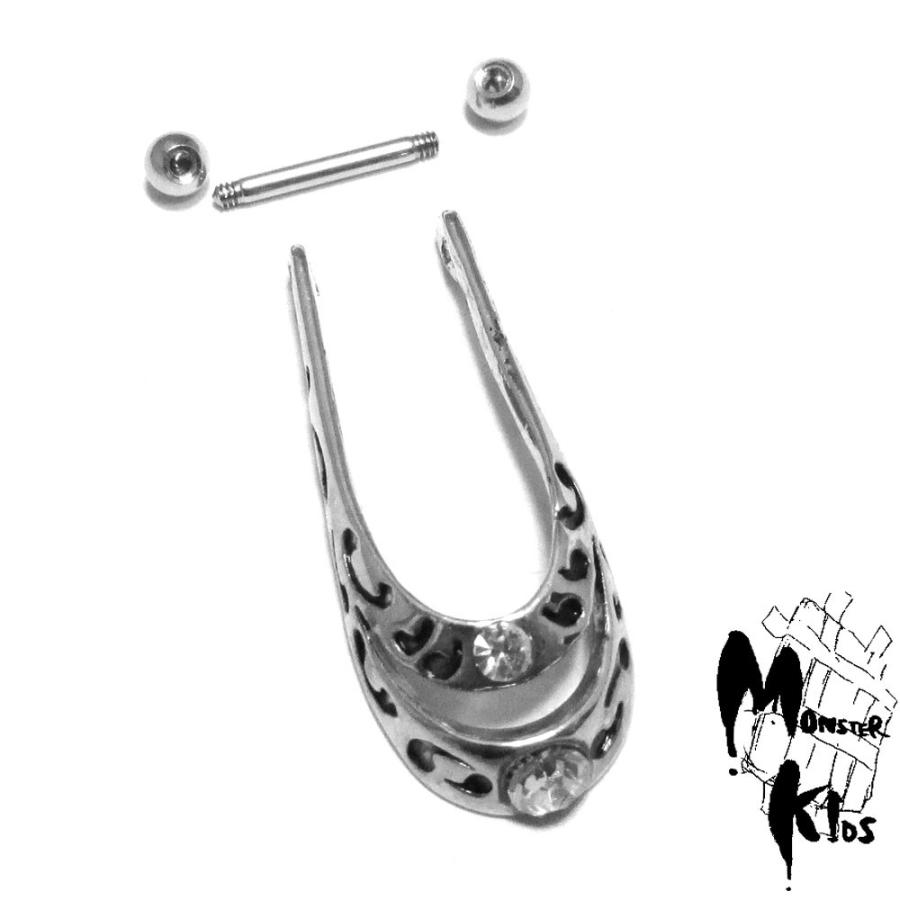 ボディピアス 16G 全3色 ダブルジュエルヘリックス アーマー ハンガー