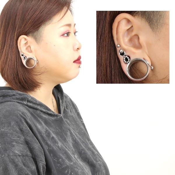 ボディピアス 0G 00G ティアドロップ クリアジュエル ブラック ダブル