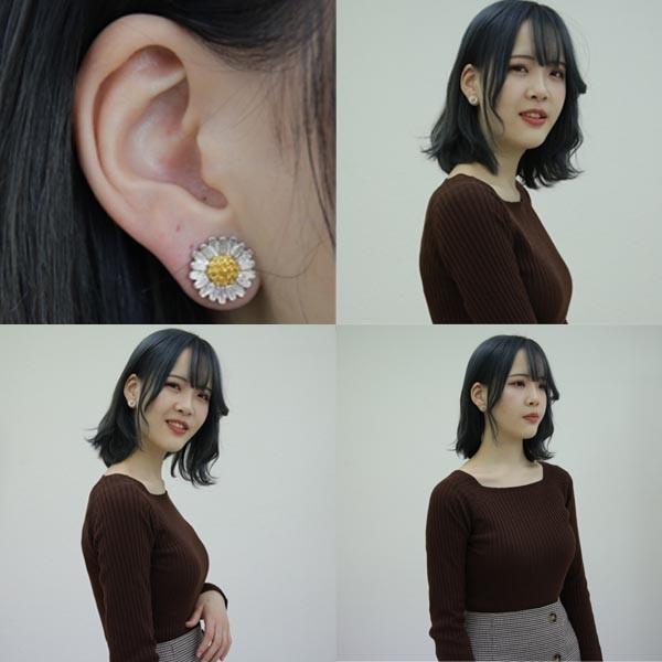 ボディピアス 2G 0G 00G ひまわりチャーム フレッシュトンネル BPFT-60