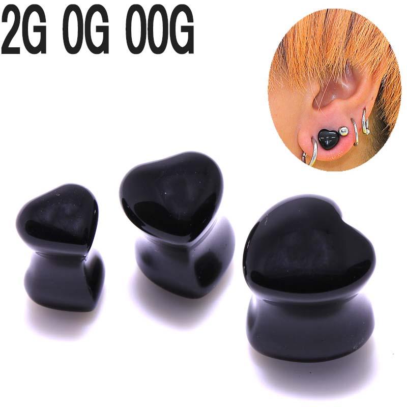 ボディピアス 2G 0G 00G ブラックオニキス (半貴石) ダブルフレア