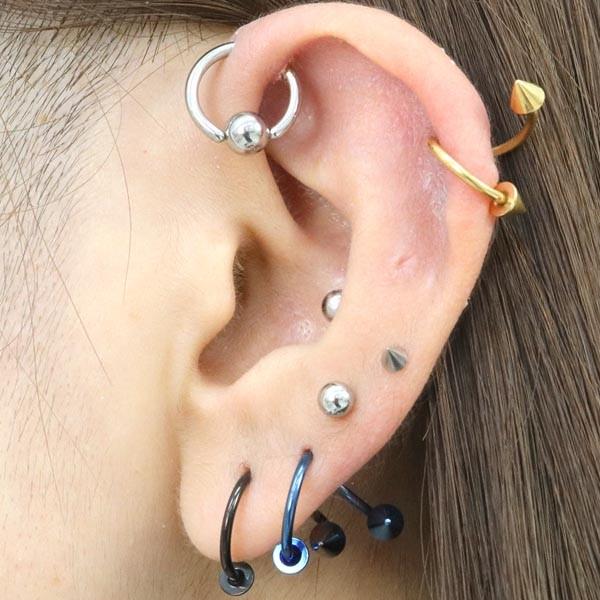 ボディピアス カラーコーティング コーン スパイラルバーベル 14G(1.6